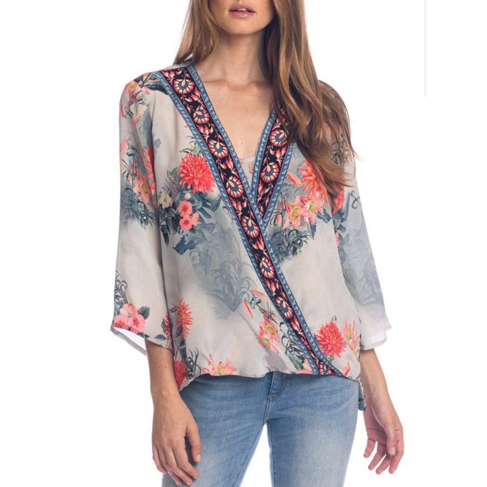 Feathers by Tolani Faux Wrap Blouse
